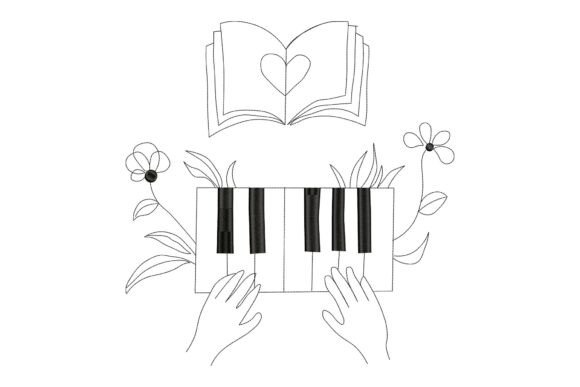A Gentle Review of the Piano and Book Love Embroidery Design