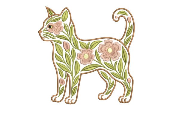 Assessing the Floral Cat Outline Embroidery Design