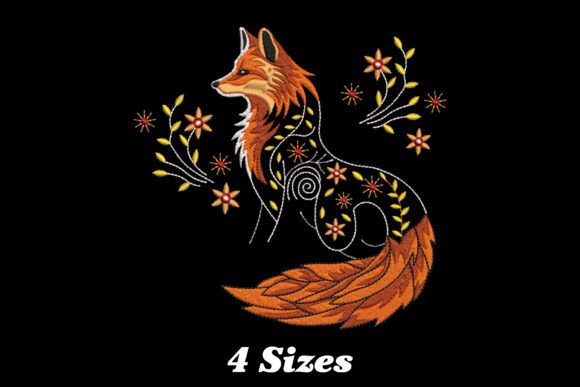 Embroidery Charm: The Delightful Floral Fox Design