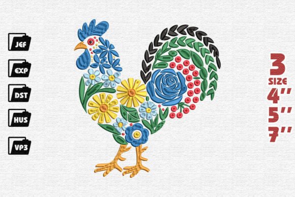 Evaluating the Folk Art Floral Rooster Embroidery Design