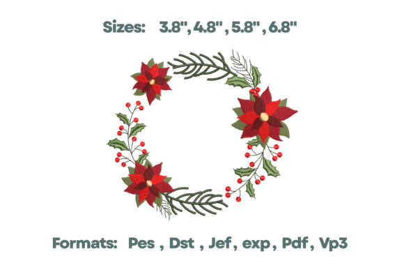 Poinsettia Christmas Wreath Embroidery Design Review