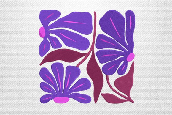 Purple Blooms Embroidery Design for Boutique Apparel
