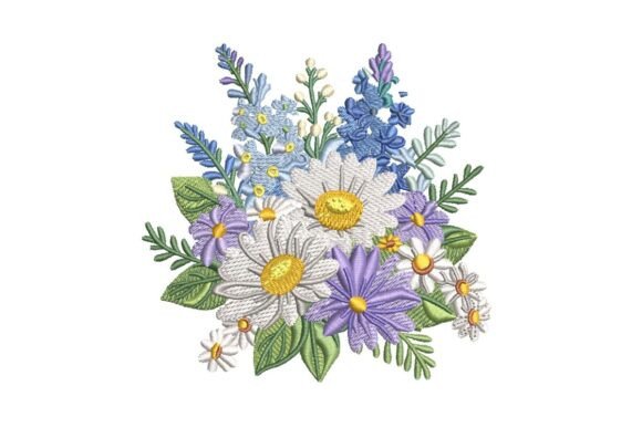 Reviewing the White Purple Blue Bouquet Embroidery Design